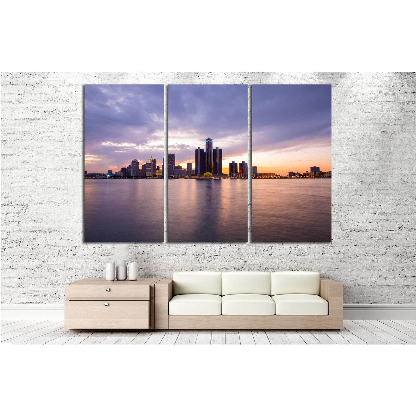Detroit Skyline №135 Ready to Hang Canvas Print - Zellart Canvas Prints ALL_Products, wd-135