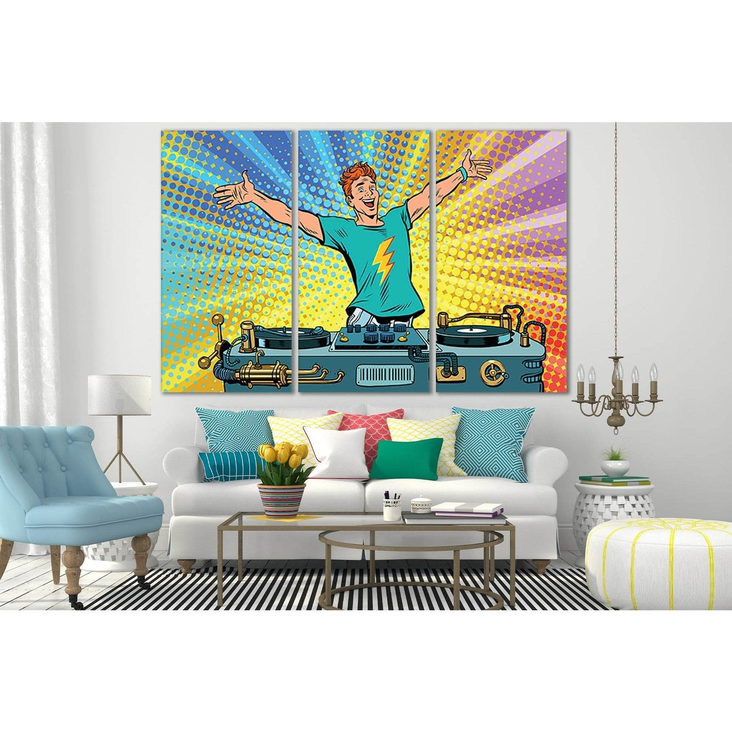 Dj On Club Party Pop Art №SL553 Ready to Hang Canvas Print - Zellart Canvas Prints 0new, ALL_Products, Pop ART
