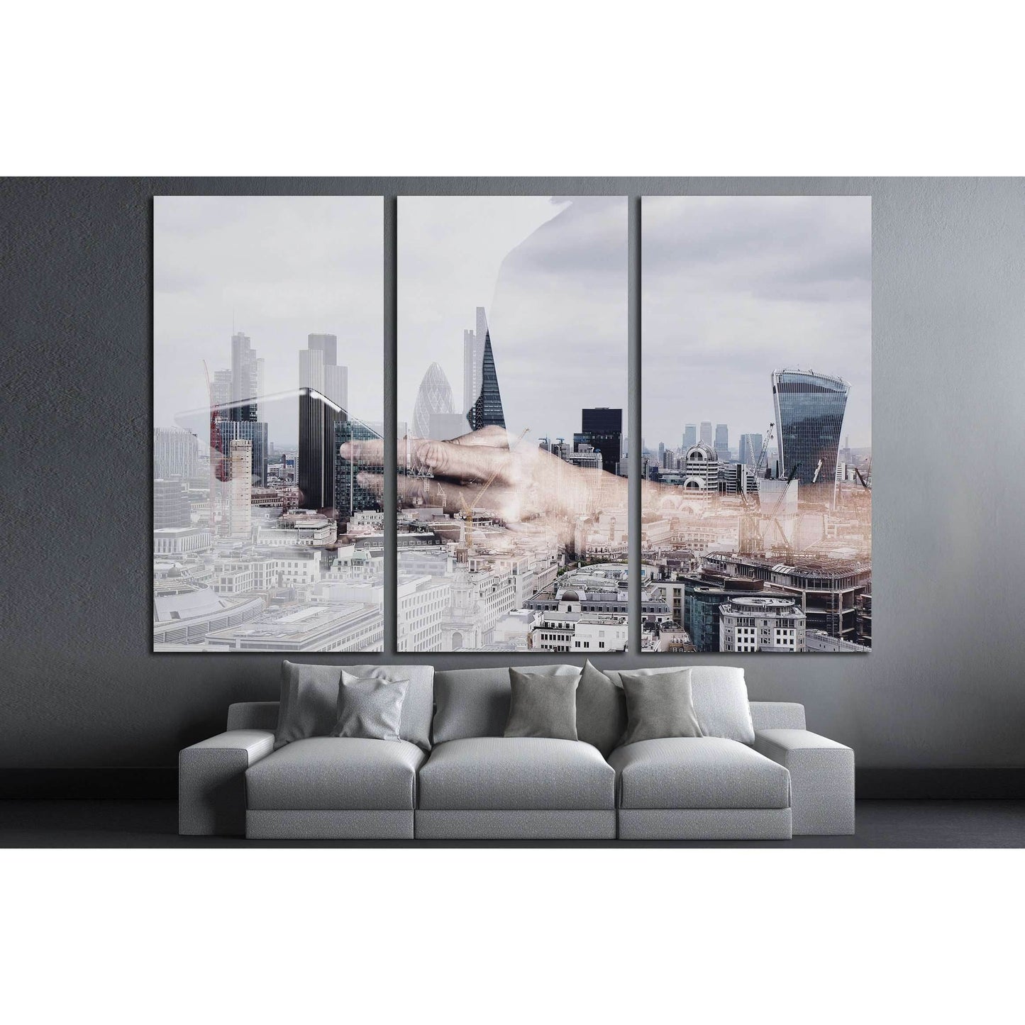 Double exposure of success businessman using digital tablet with london building and social media diagram №2187 Ready to Hang Canvas Print - Zellart Canvas Prints ALL_Products, s-2187