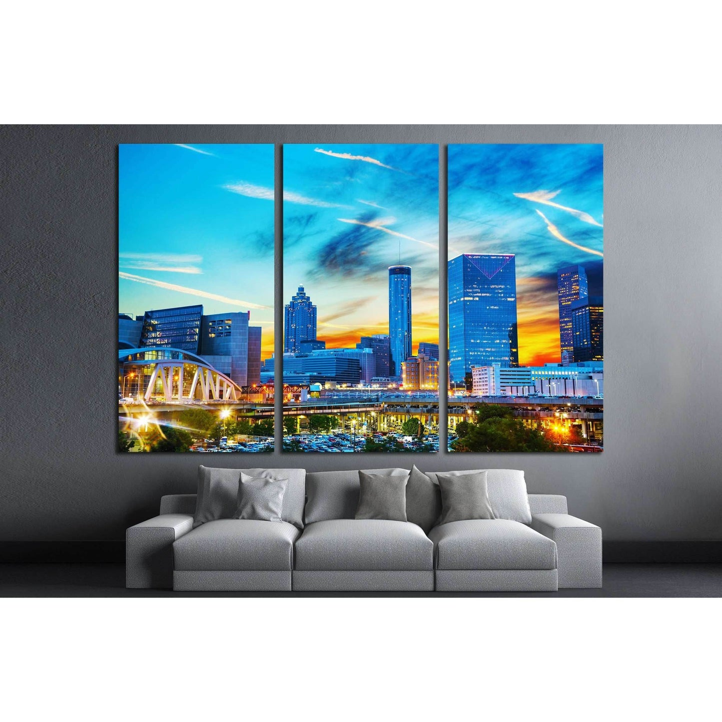 Downtown Atlanta, Georgia at night time №2171 Ready to Hang Canvas Print - Zellart Canvas Prints ALL_Products, s-2171