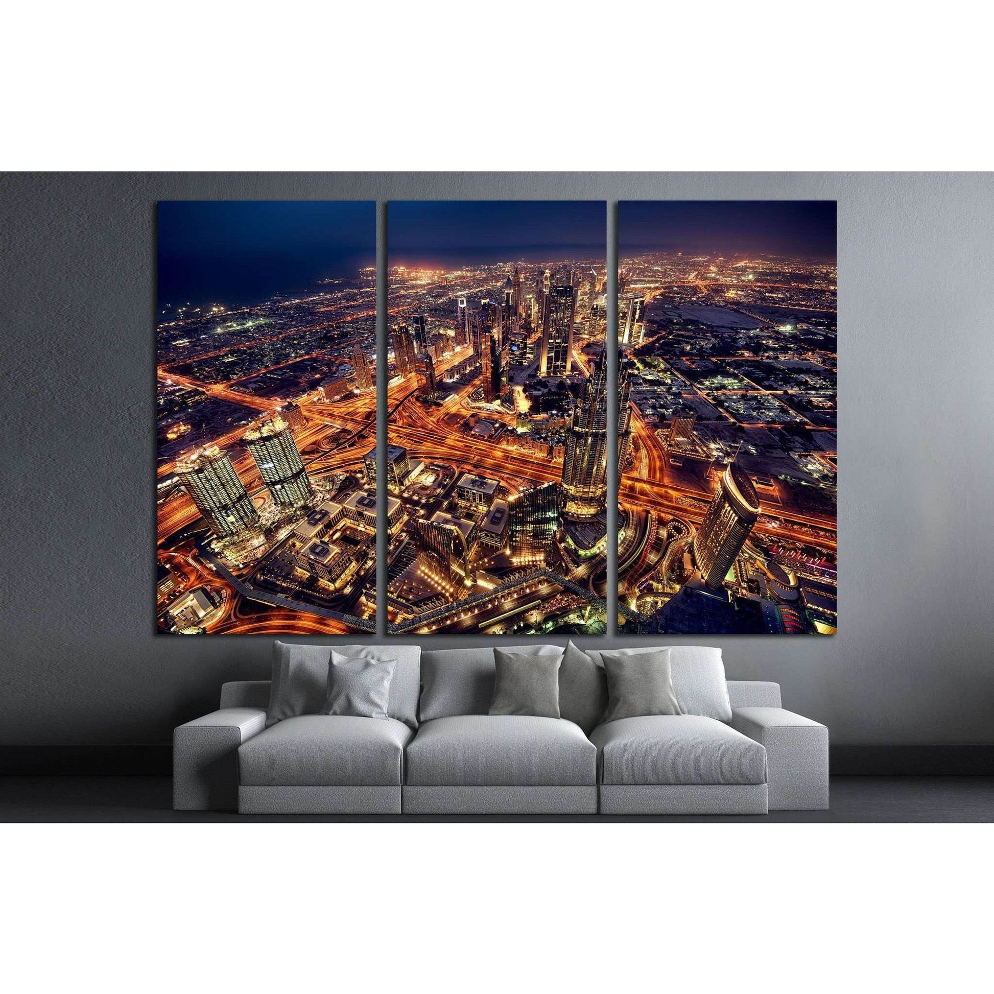 Dubai city lights. Night landscape №1437 Ready to Hang Canvas PrintCanvas art arrives ready to hang, with hanging accessories included and no additional framing required. Every canvas print is hand-crafted, made on-demand at our workshop and expertly stre