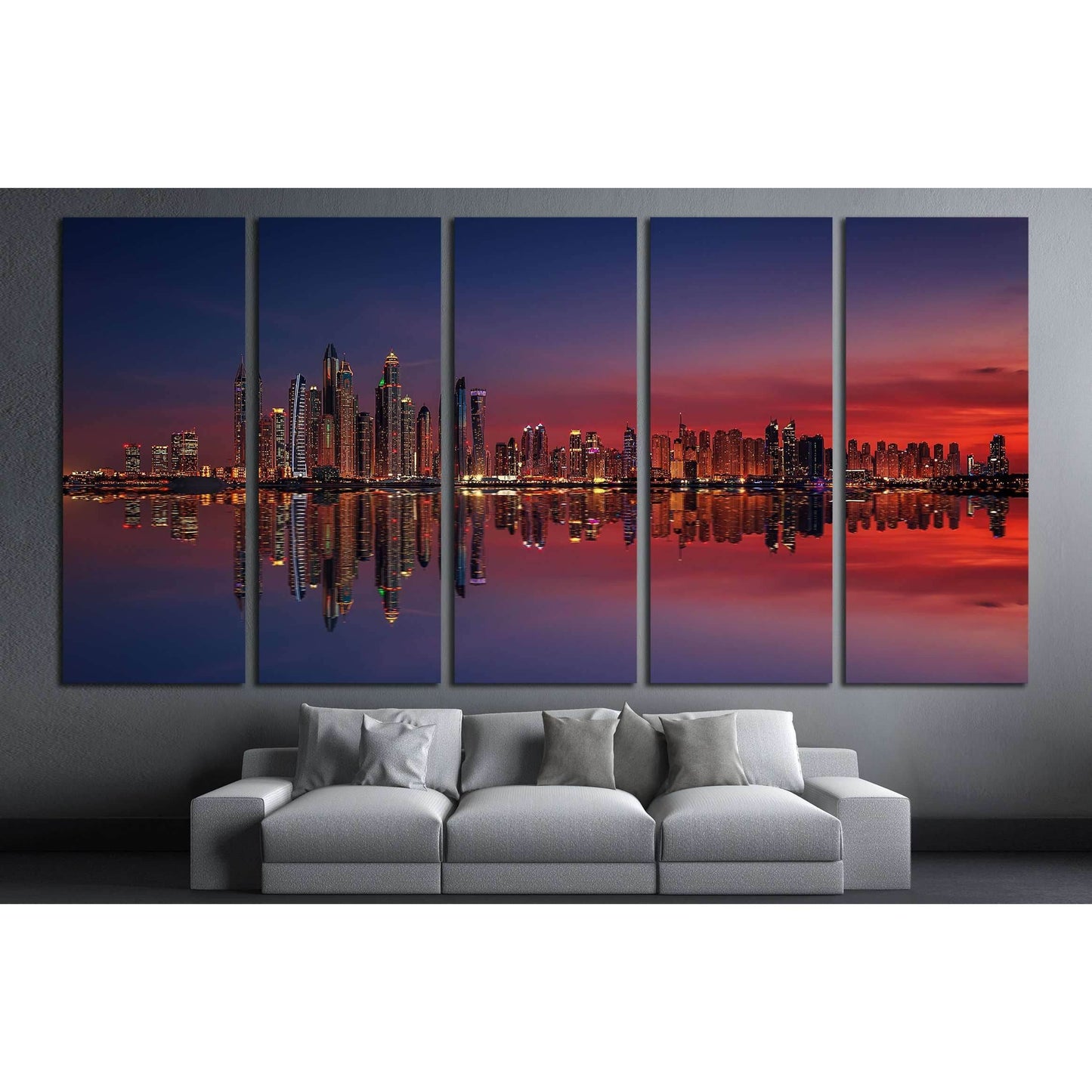 Dubai Marina at sunset №2717 Ready to Hang Canvas Print - Zellart Canvas Prints ALL_Products, s-2717