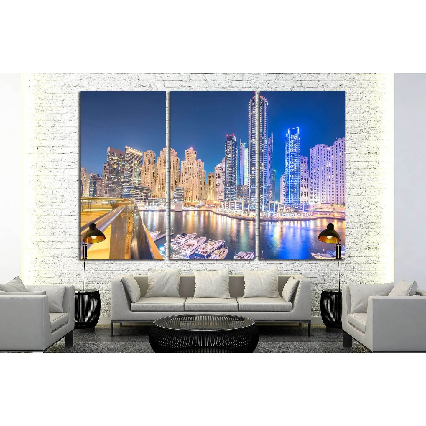Dubai. Marina district is popular residential area in Dubai №2194 Ready to Hang Canvas Print - Zellart Canvas Prints ALL_Products, s-2194