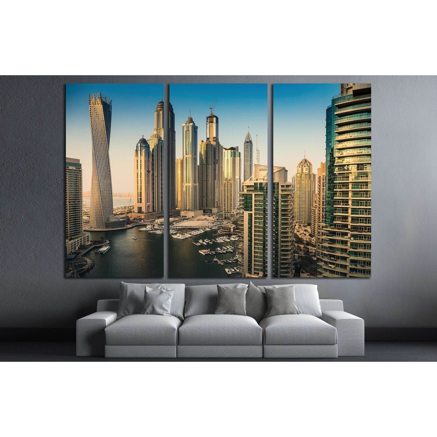 DUBAI, UAE, Dubai Marina at Dusk, Persian Gulf №2313 Ready to Hang Canvas Print - Zellart Canvas Prints ALL_Products, s-2313