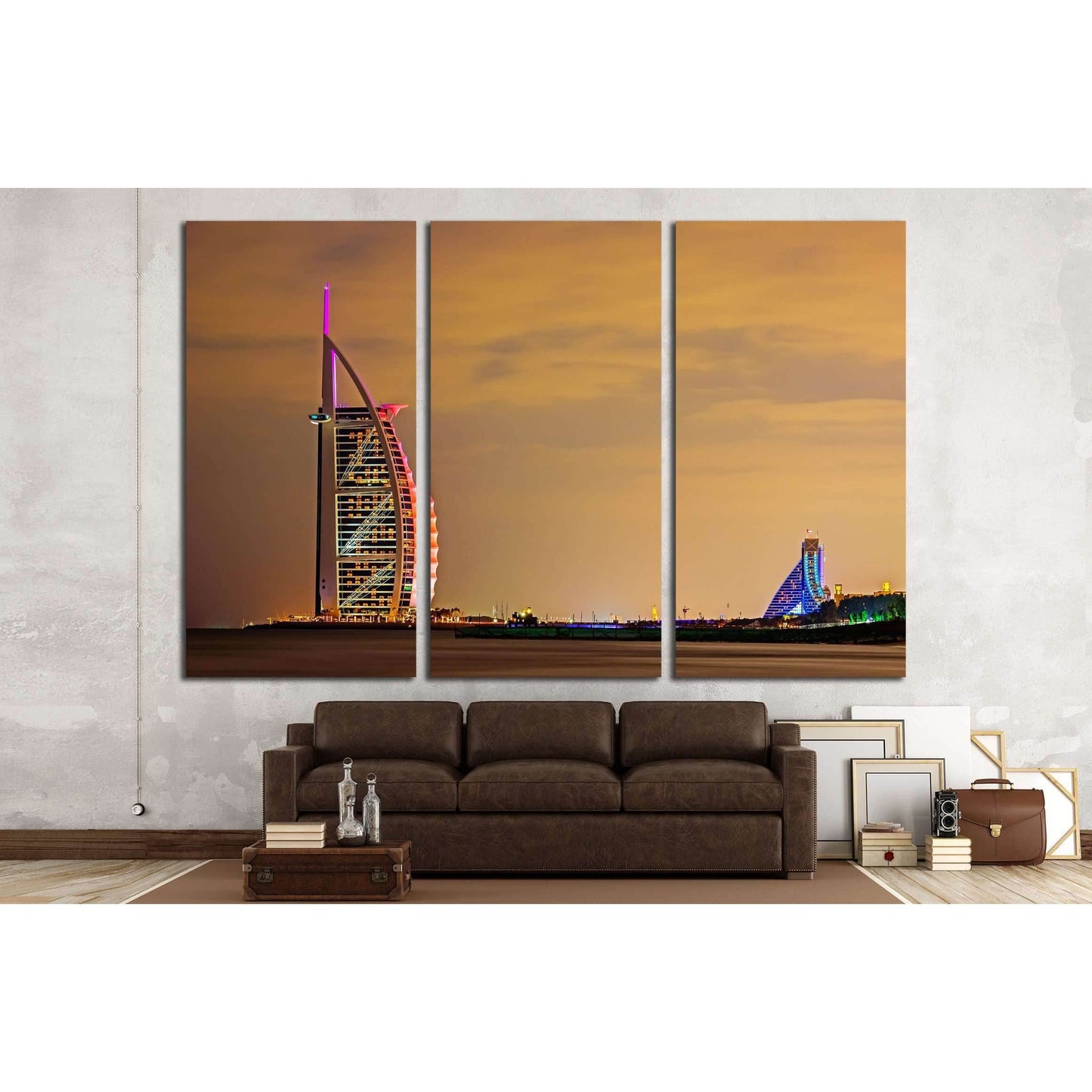 DUBAI, UAE Night view of Burj Al Arab Tower, Arab Sail №2226 Ready to Hang Canvas Print - Zellart Canvas Prints ALL_Products, s-2226