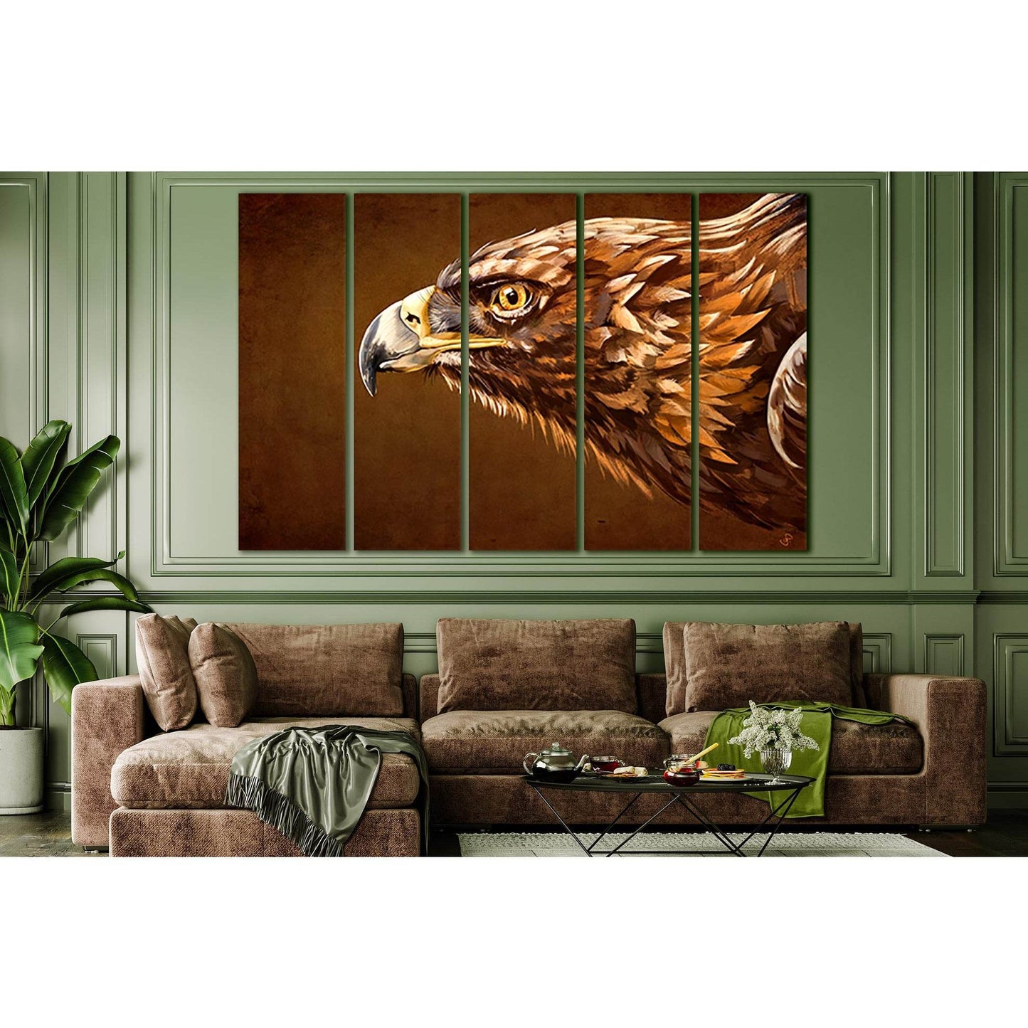 Eagle Head Painting №SL1051 Ready to Hang Canvas Print - Zellart Canvas Prints 0new, ALL_Products, Animals & Wildlife