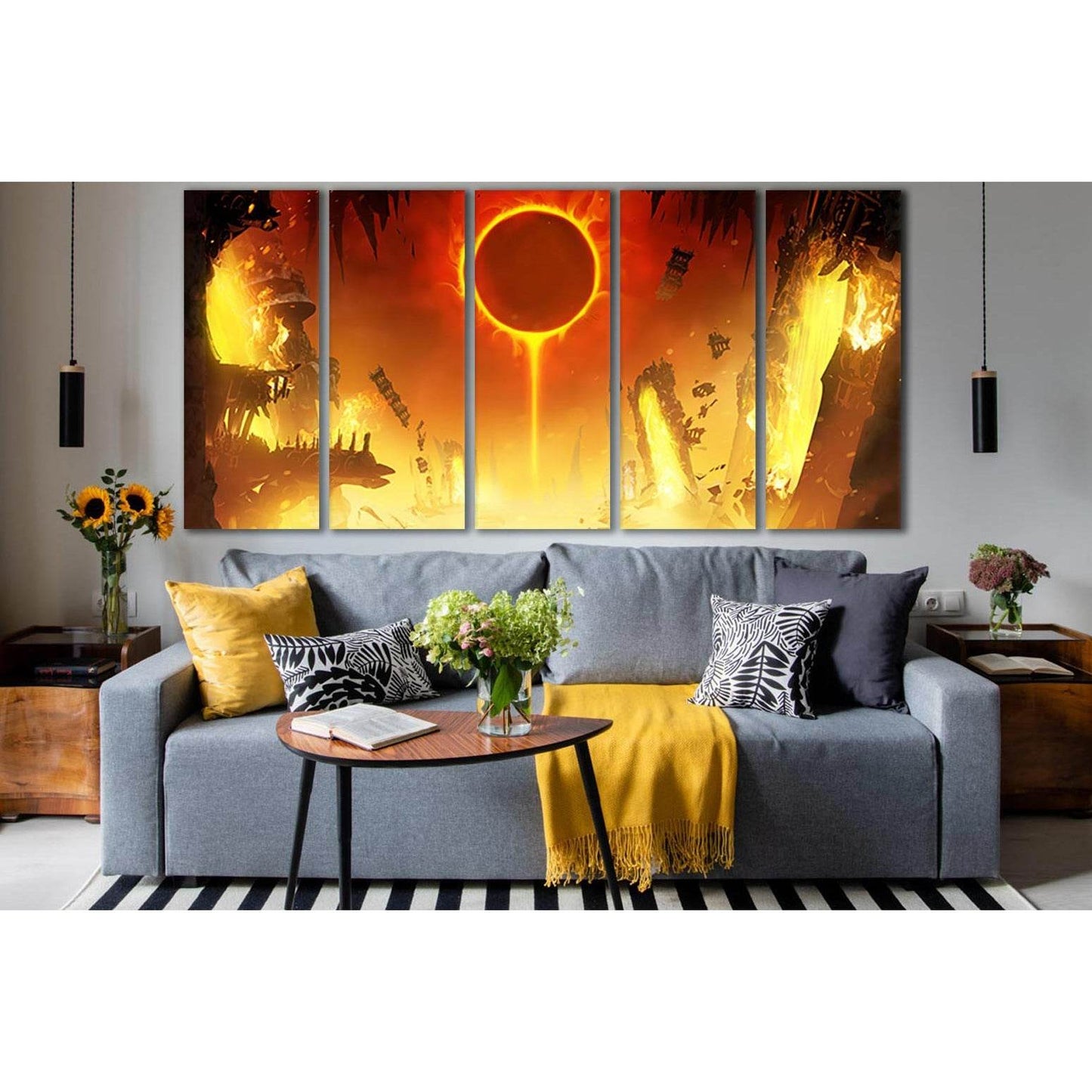 Eclipse Of The Yellow Sun №SL1218 Ready to Hang Canvas Print - Zellart Canvas Prints 0new, ALL_Products, Fantasy And Sci Fi Wall Art