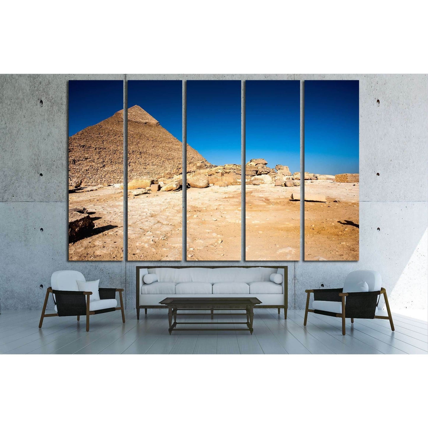 Egyptian Pyramids of Giza and the tomb of the Fourth-Dynasty pharaoh Khafre №3211 Ready to Hang Canvas Print - Zellart Canvas Prints ALL_Products, s-3211