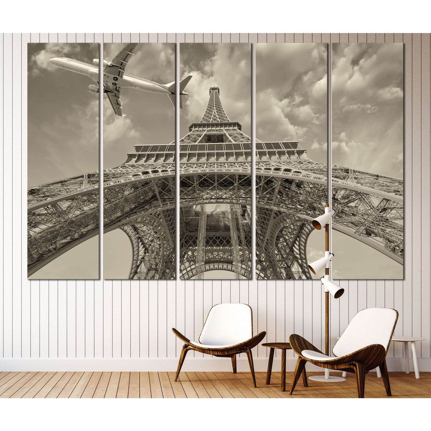 Eiffel Tower and Airplane №3005 Ready to Hang Canvas Print - Zellart Canvas Prints ALL_Products, z-3005
