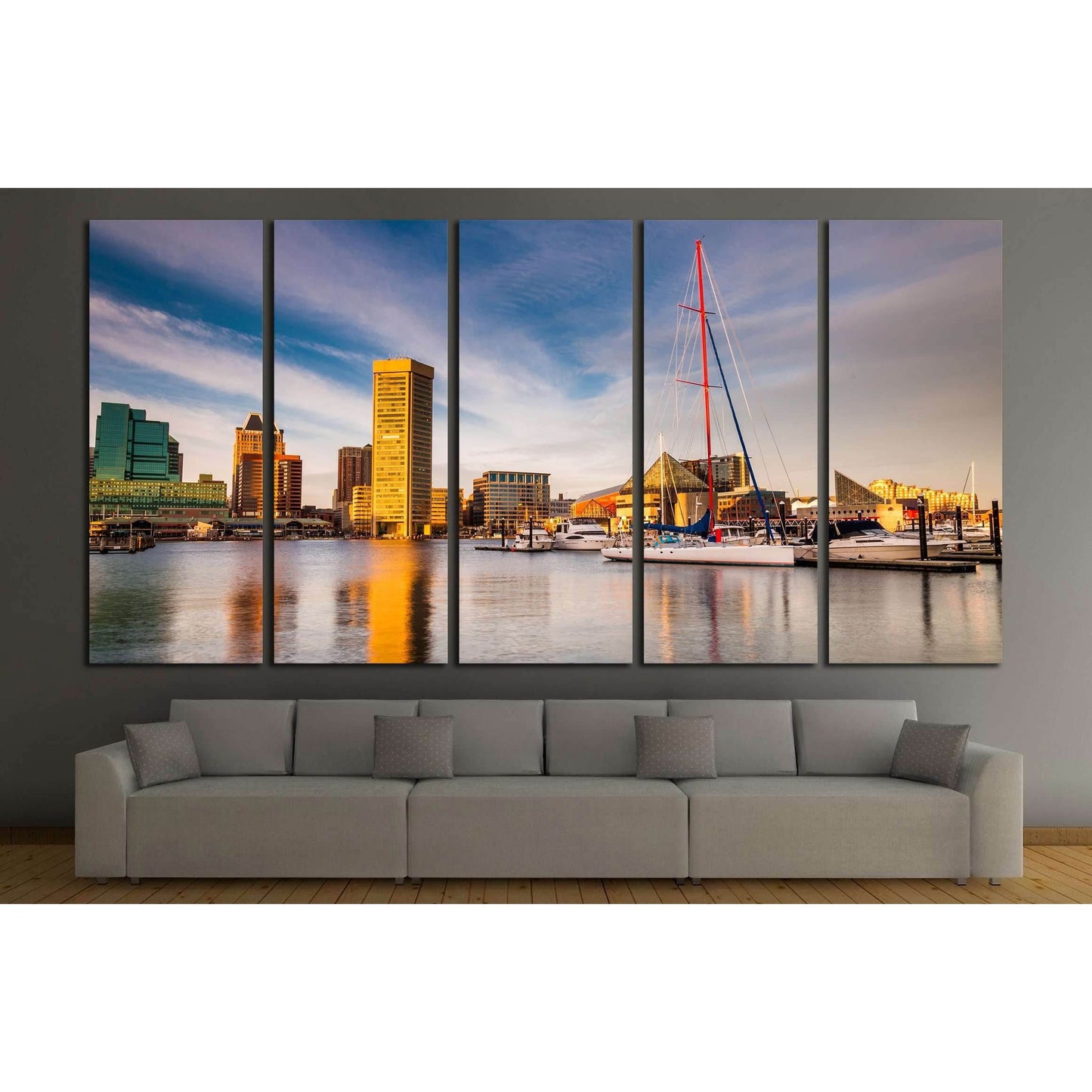 Evening light on the Inner Harbor, Baltimore, Maryland №2150 Ready to Hang Canvas Print - Zellart Canvas Prints ALL_Products, s-2150