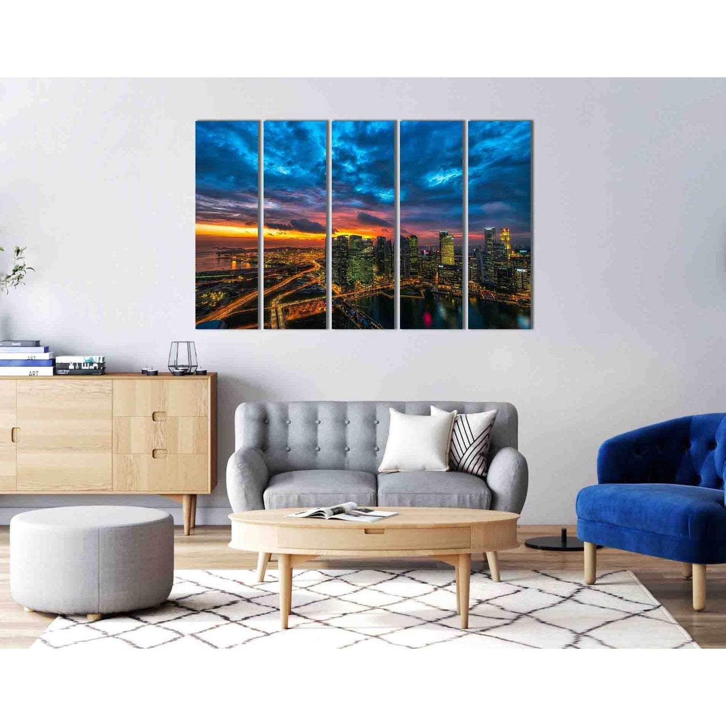 Evening Singapore №D1862 Ready to Hang Canvas Print - Zellart Canvas Prints 0new, ALL_Products, Sunrise & sunset wall art