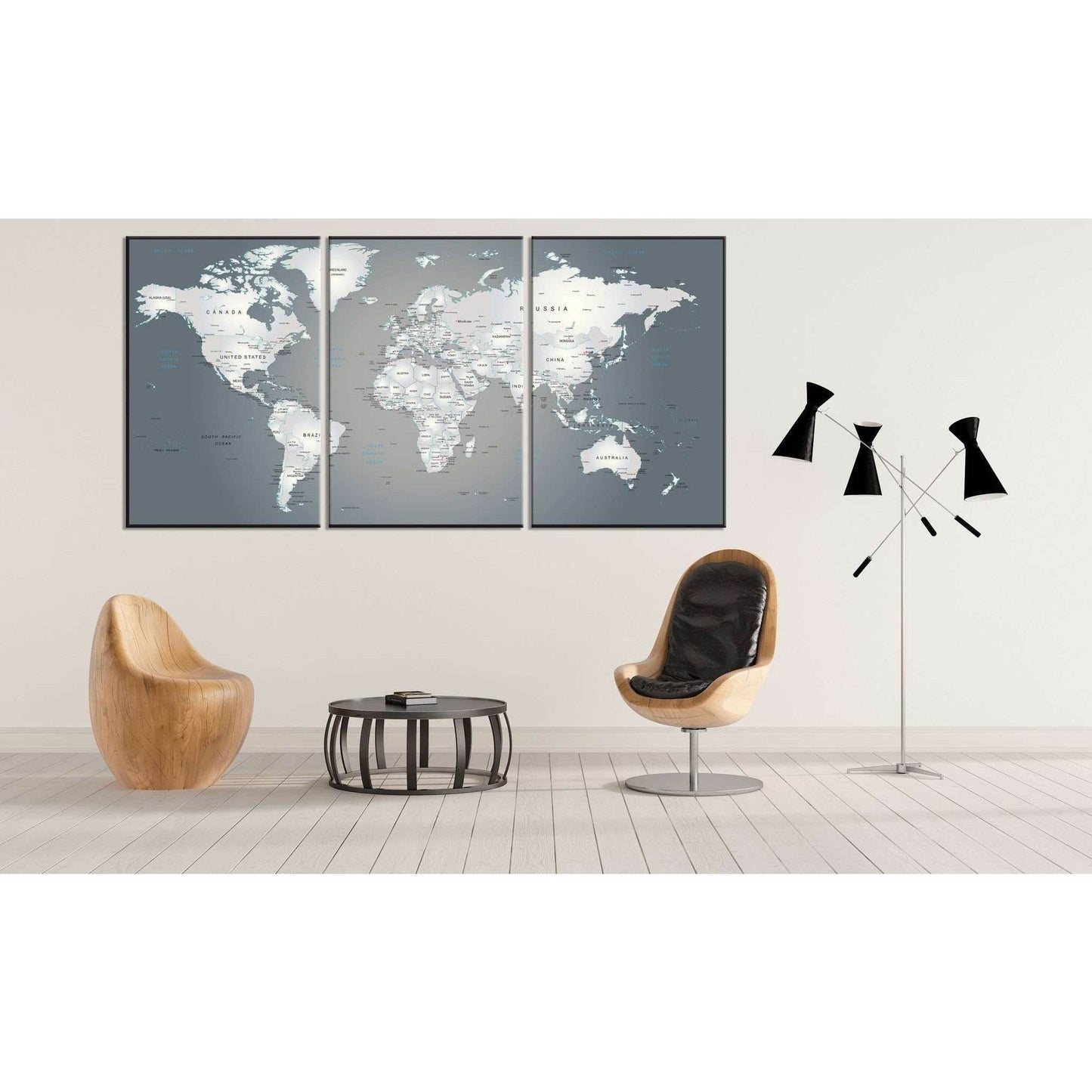 Extra Large World Map №883 Ready to Hang Canvas Print - Zellart Canvas Prints ALL_Products, autopostr_pinterest_65155, autopostr_pinterest_65157, autopostr_pinterest_65158, autopostr_pinterest_65160