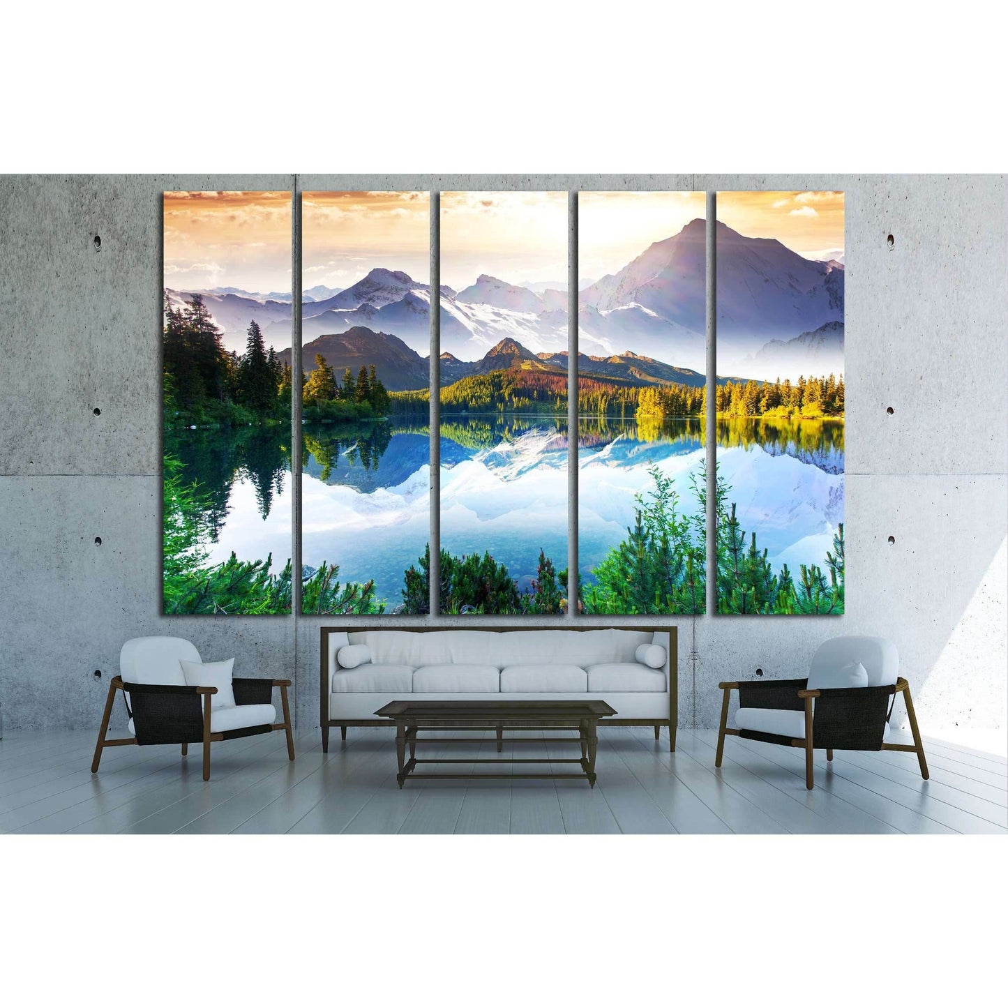 Fantastic sunny day is in mountain lake. Creative collage. Beauty world. №2700 Ready to Hang Canvas Print - Zellart Canvas Prints ALL_Products, s-2700