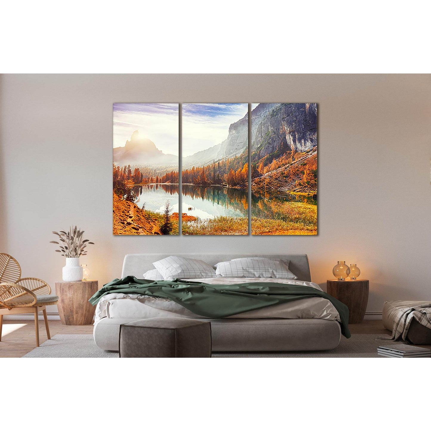 Federa Lake In Morning №Sl15 Ready to Hang Canvas Print - Zellart Canvas Prints 0new, ALL_Products, Nature & Landscapes Canvas Print