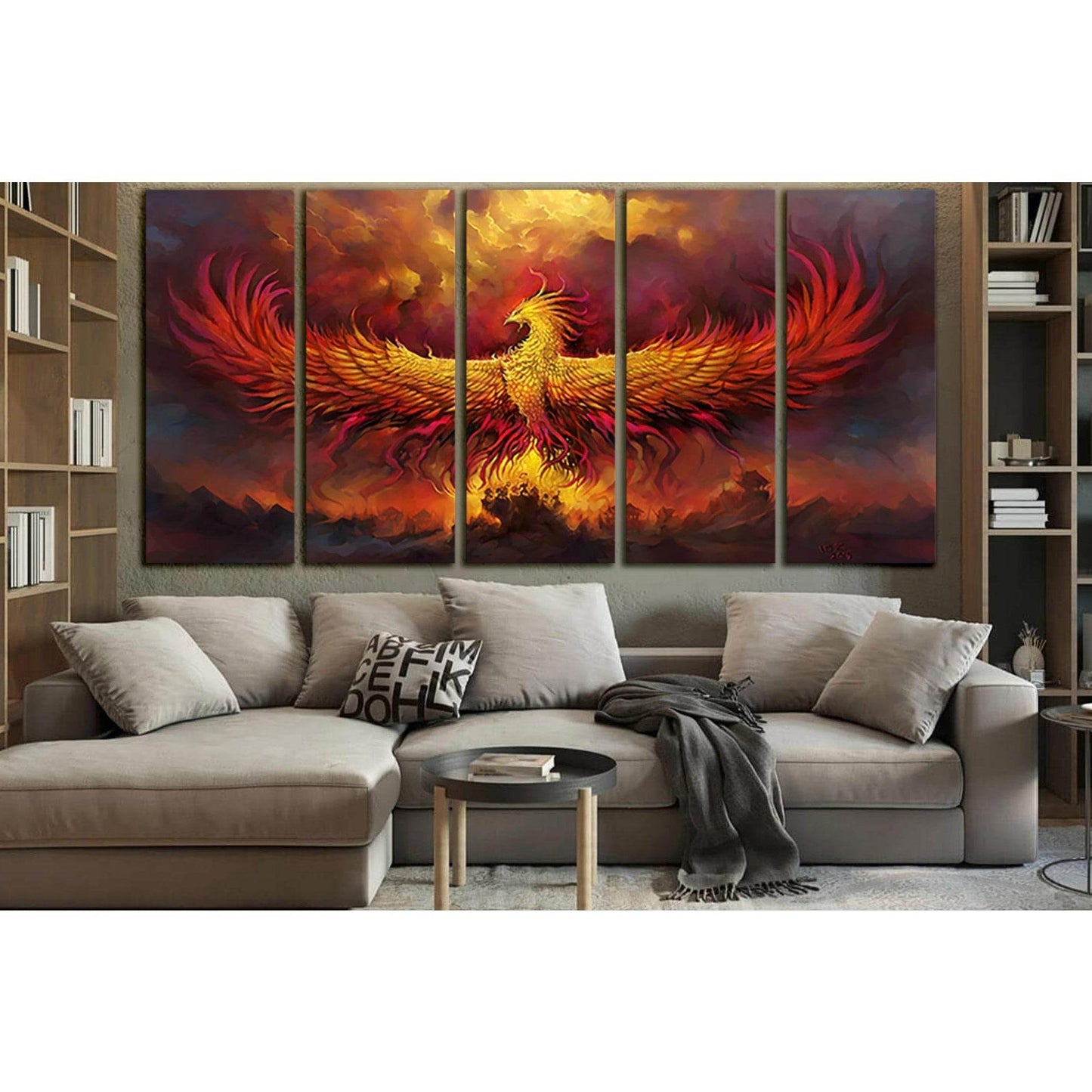 Fiery Phoenix №SL1280 Ready to Hang Canvas Print - Zellart Canvas Prints 0new, ALL_Products, Fantasy And Sci Fi Wall Art