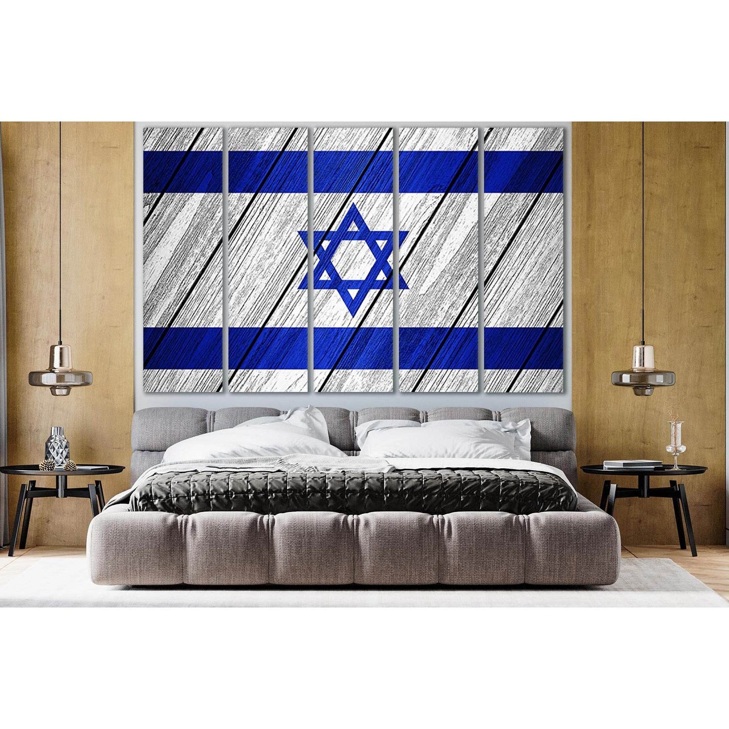Flag Of Israel On Wood №SL1200 Ready to Hang Canvas Print - Zellart Canvas Prints 0new, ALL_Products, Flags