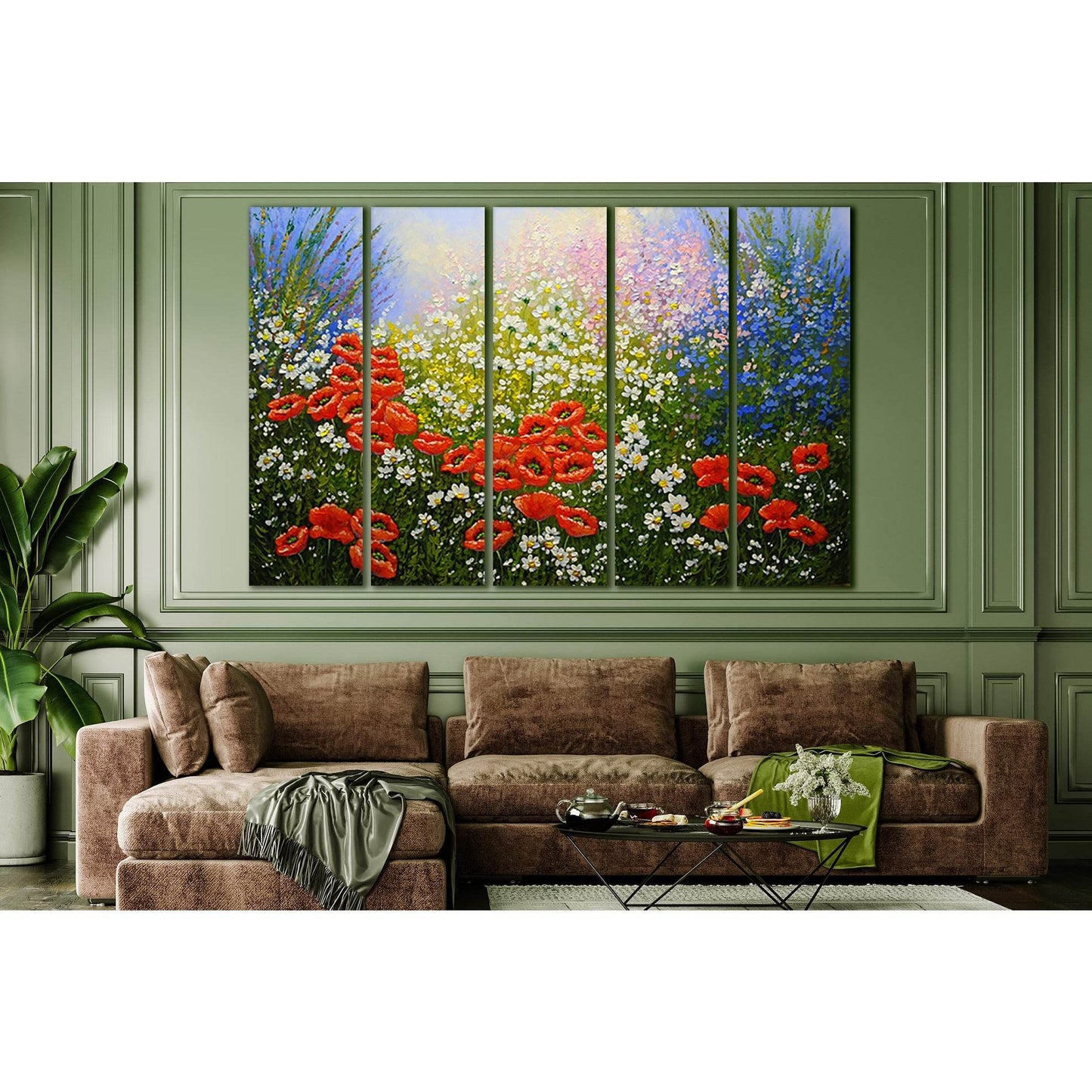 Flowers Poppies Oil Paintings №SL603 Ready to Hang Canvas Print - Zellart Canvas Prints 0new, ALL_Products, Oil Painting Wall Art