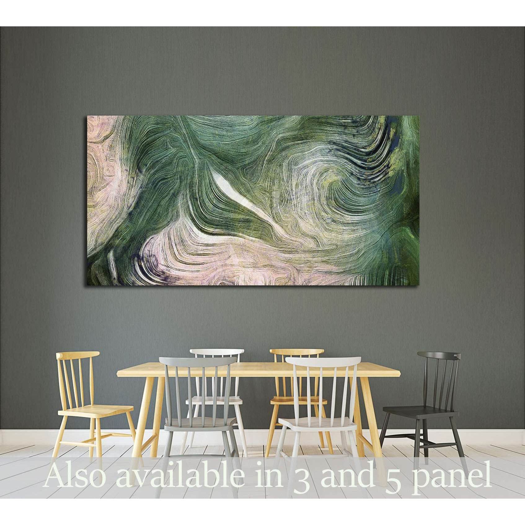 Abstract Green Swirl Canvas Print - Modern Organic Art - Zellart