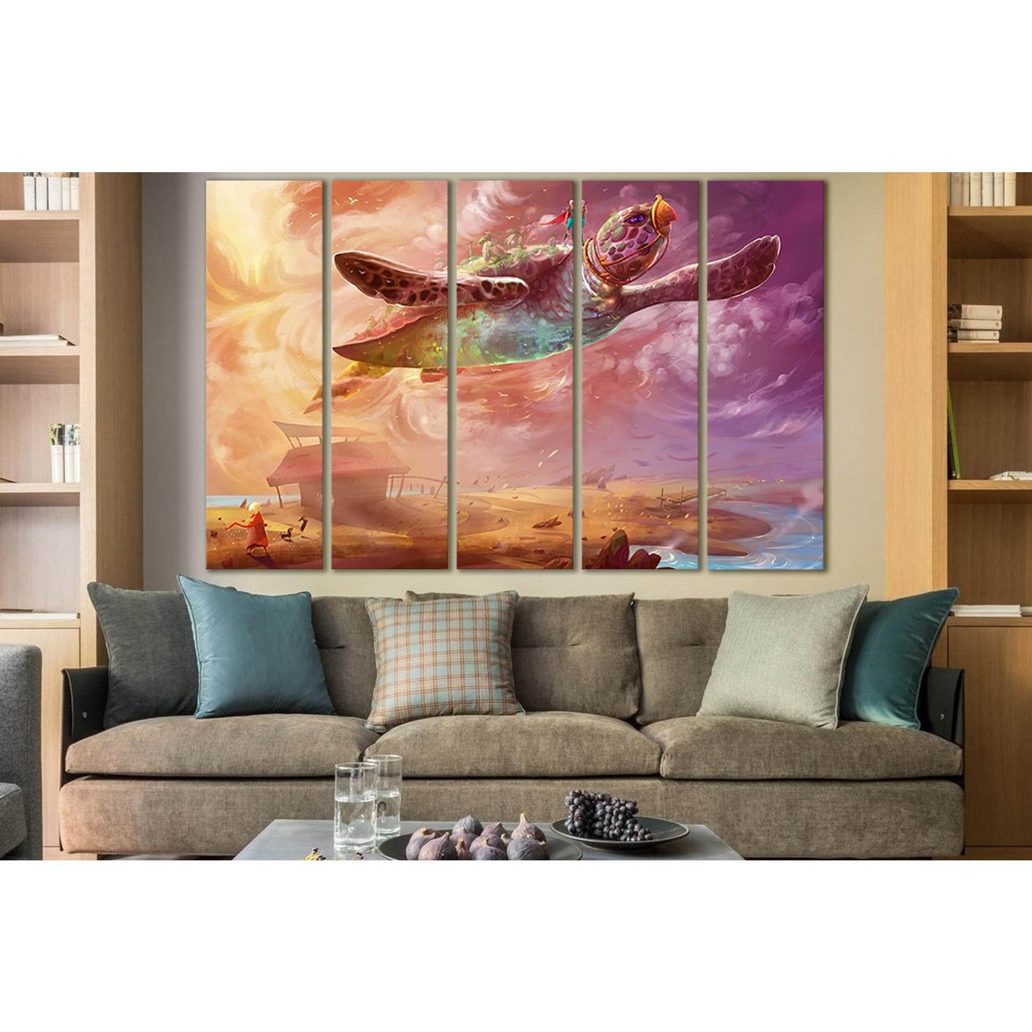 Flying Turtle №SL1283 Ready to Hang Canvas Print - Zellart Canvas Prints 0new, ALL_Products, Fantasy And Sci Fi Wall Art