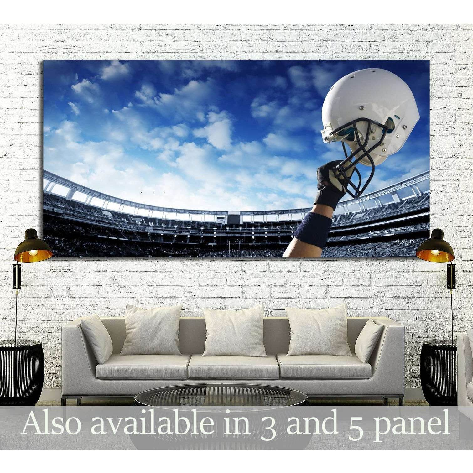 dallas cowboys helmet in stadium football canvas wall art Football Player raises his helmet before an important game №2116 Ready to  Hang Canvas Print