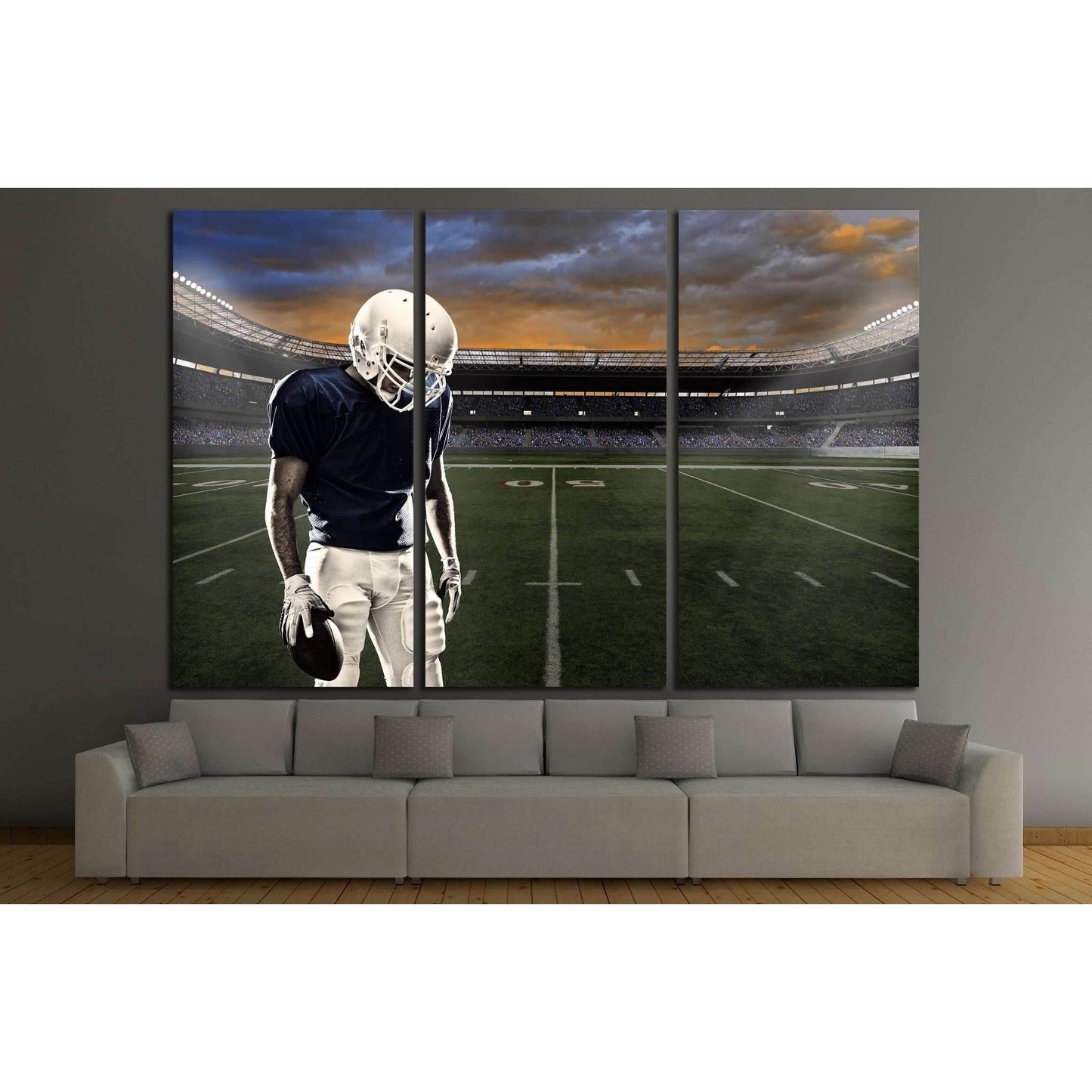 Football player with a blue uniform, in a stadium with fans wearing blue uniform №2122 Ready to Hang Canvas Print - Zellart Canvas Prints ALL_Products, s-2122