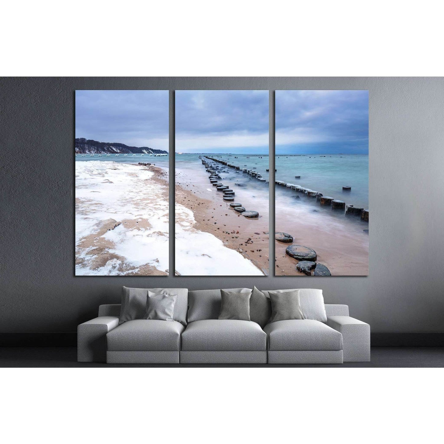 Frozen wooden breakwaters, Babie Doly, Poland №1986 Ready to Hang Canvas Print - Zellart Canvas Prints ALL_Products, s-1986