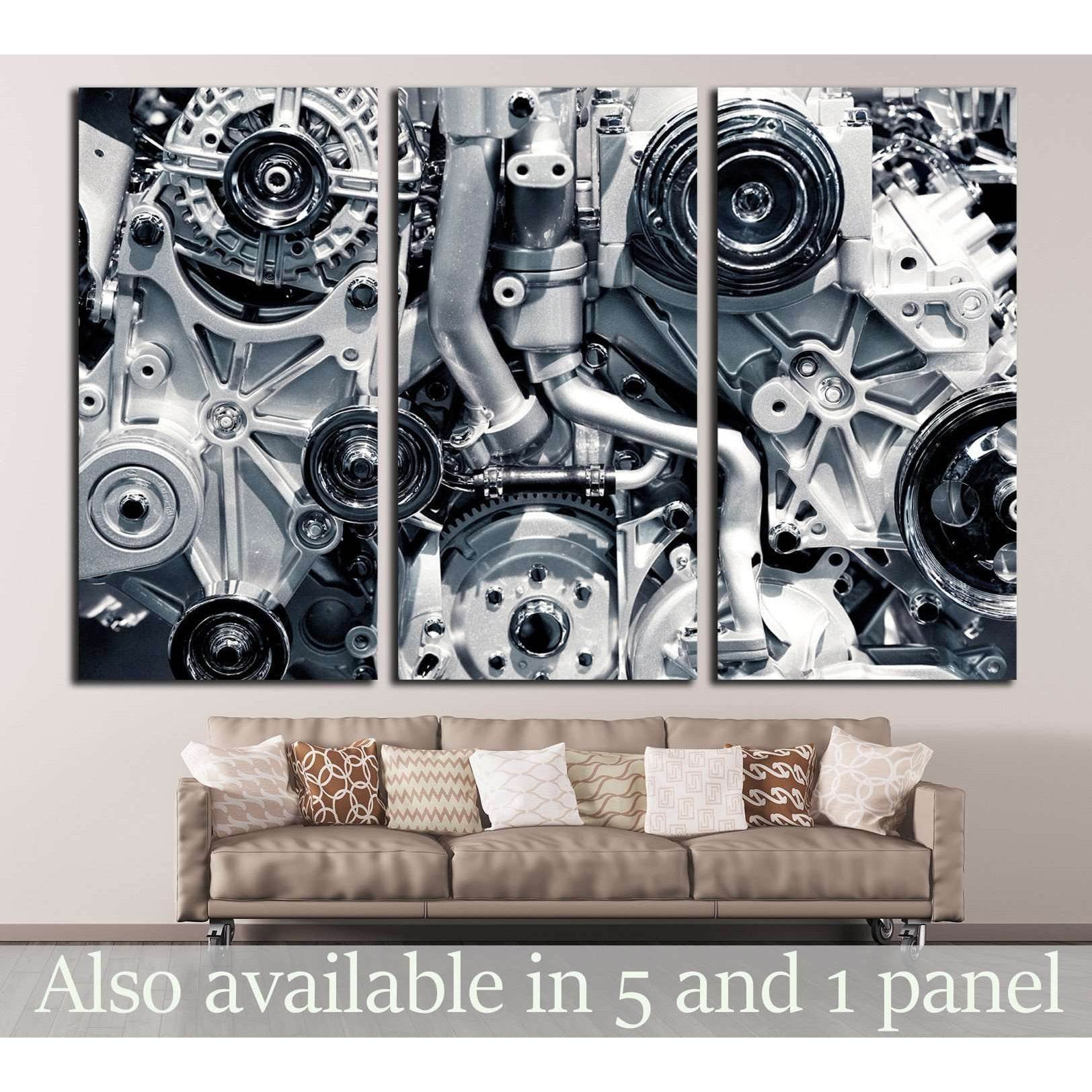 Automotive Engine Canvas Print, Industrial Metal Art - Zellart