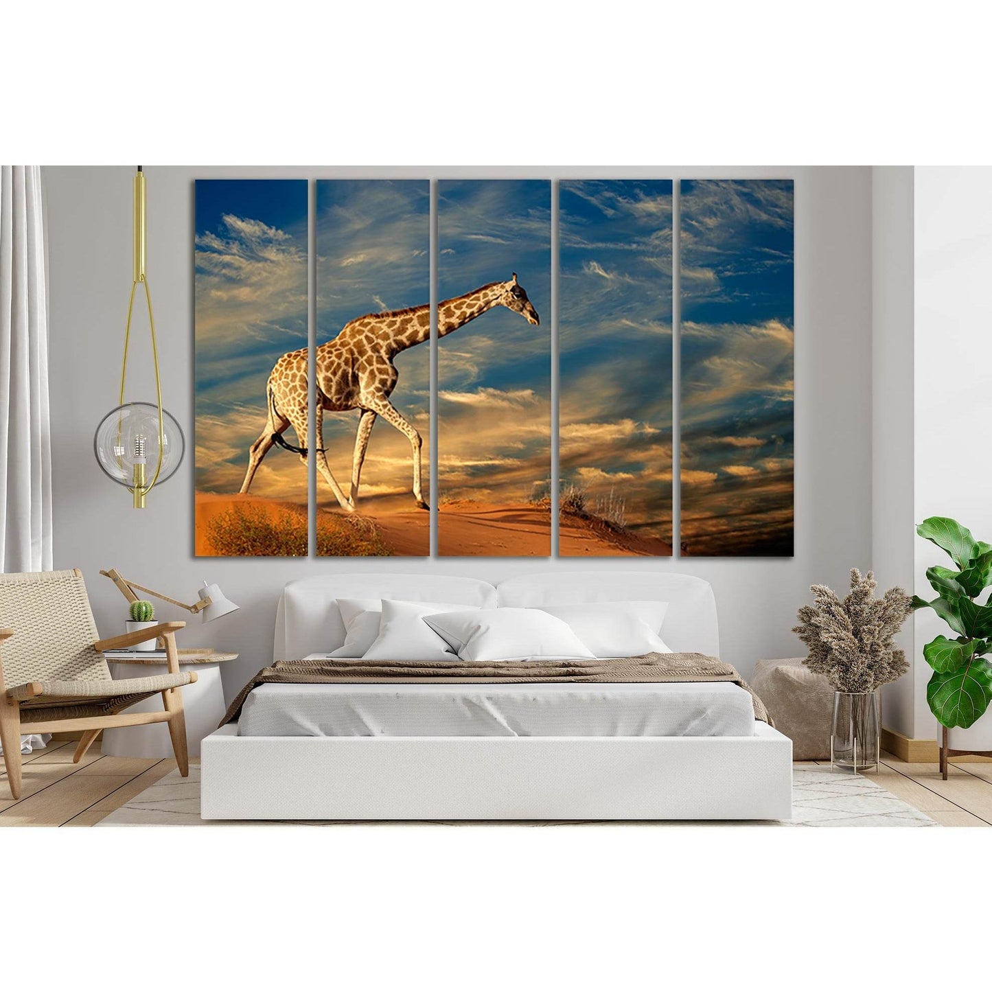 Giraffe Walking On A Sand Dune №SL1043 Ready to Hang Canvas Print - Zellart Canvas Prints 0new, ALL_Products, Animals & Wildlife