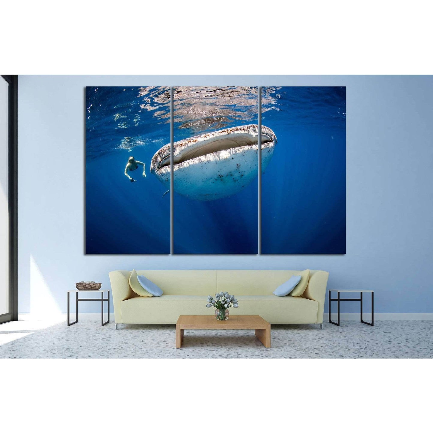 Girl and Whale №507 Ready to Hang Canvas Print - Zellart Canvas Prints ALL_Products, s-507, Whale