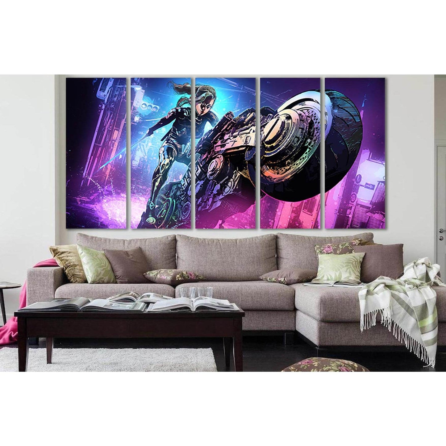 Girl Riding A Motorcycle №SL1228 Ready to Hang Canvas Print - Zellart Canvas Prints 0new, ALL_Products, Fantasy And Sci Fi Wall Art