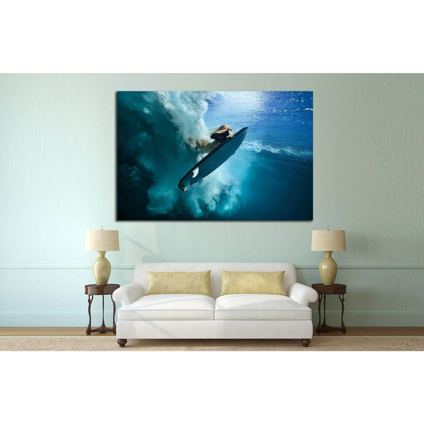 Girl Surfing №510 Ready to Hang Canvas PrintCanvas art arrives ready to hang, with hanging accessories included and no additional framing required. Every canvas print is hand-crafted, made on-demand at our workshop and expertly stretched around 100% North