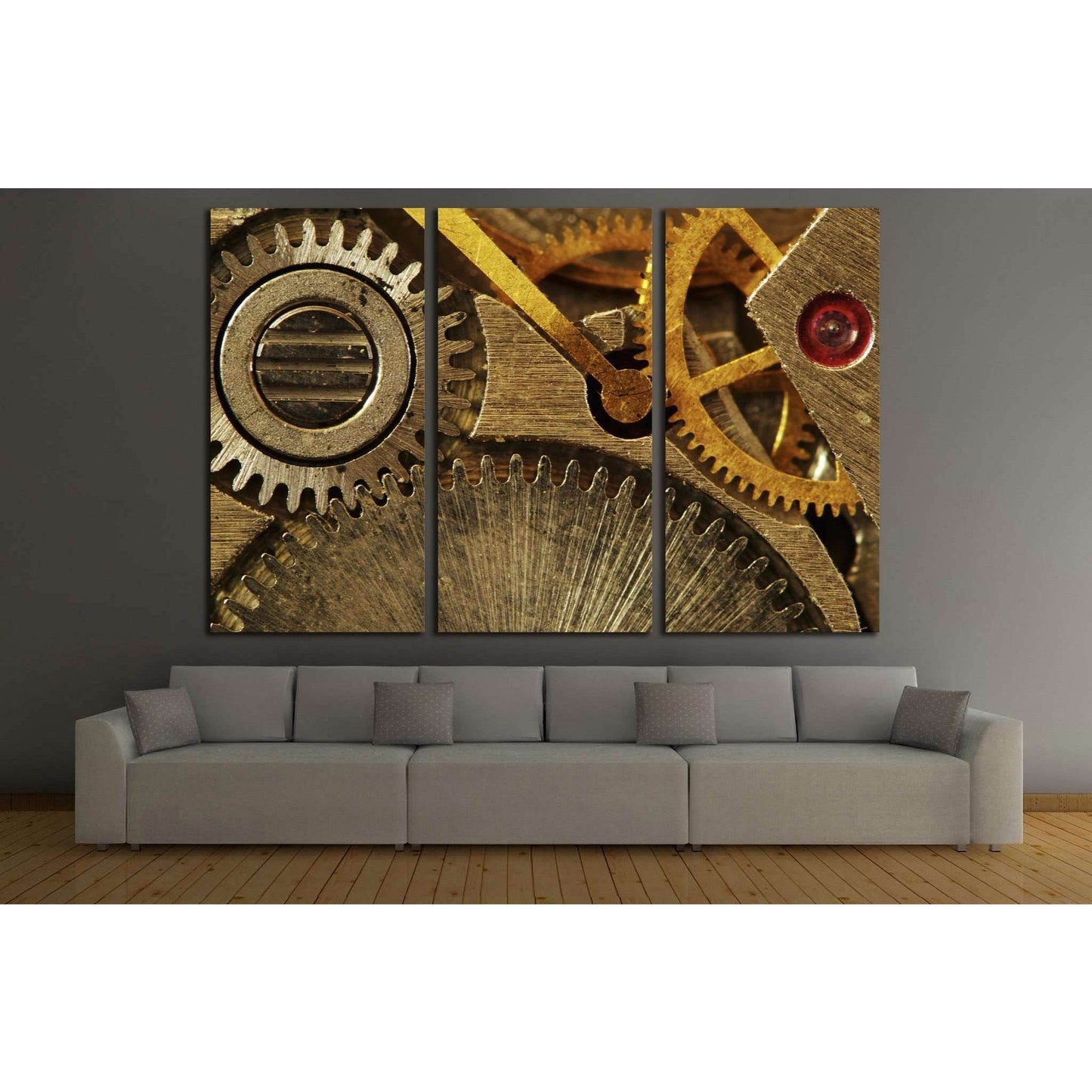Gold Clock Mechanism №220 Ready to Hang Canvas Print - Zellart Canvas Prints ALL_Products, wd-220