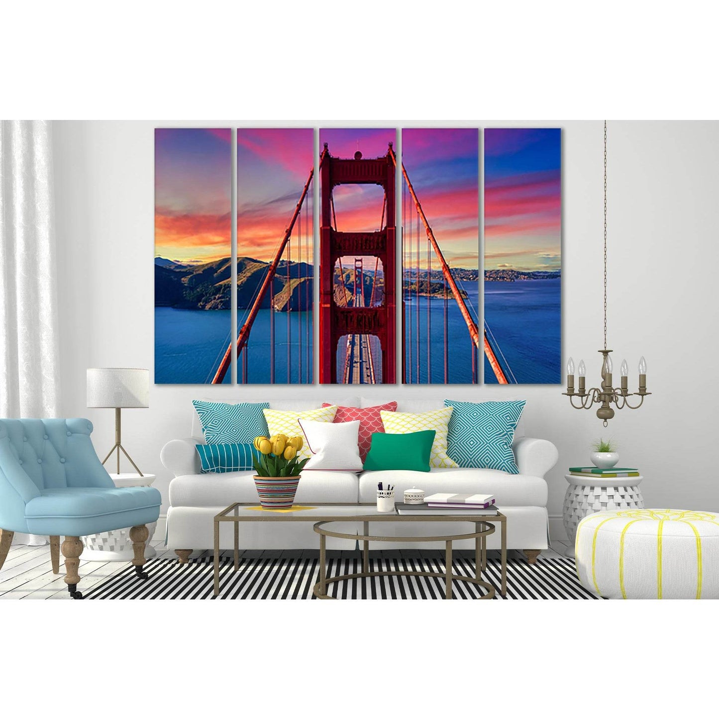 Golden Gate Bridge At Sunset №SL1124 Ready to Hang Canvas Print - Zellart Canvas Prints 0new, ALL_Products, Bridges Wall Art