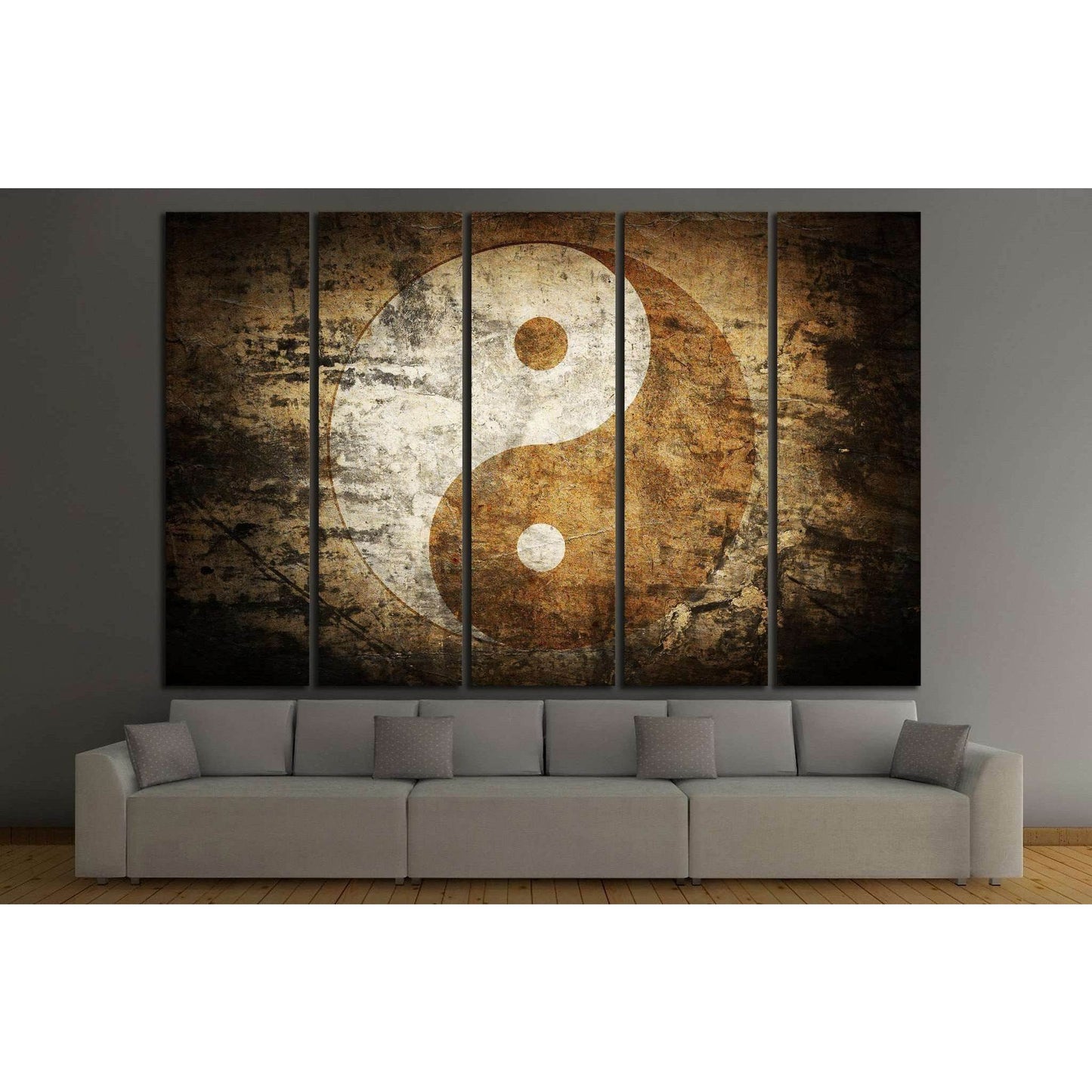 Grunge yin yang №745 Ready to Hang Canvas Print - Zellart Canvas Prints ALL_Products, s-745