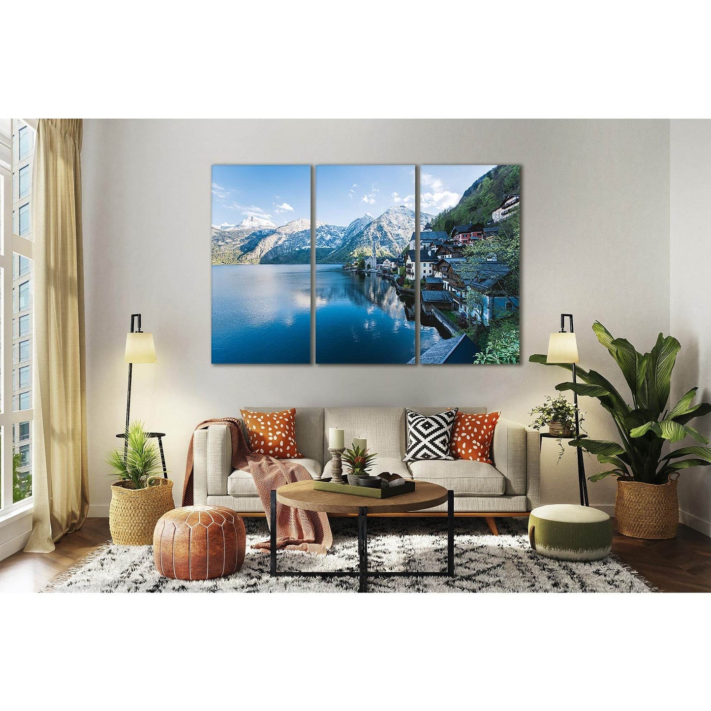 Hallstatt Village In Austria №Sl39 Ready to Hang Canvas Print - Zellart Canvas Prints 0new, ALL_Products, Nature & Landscapes Canvas Print