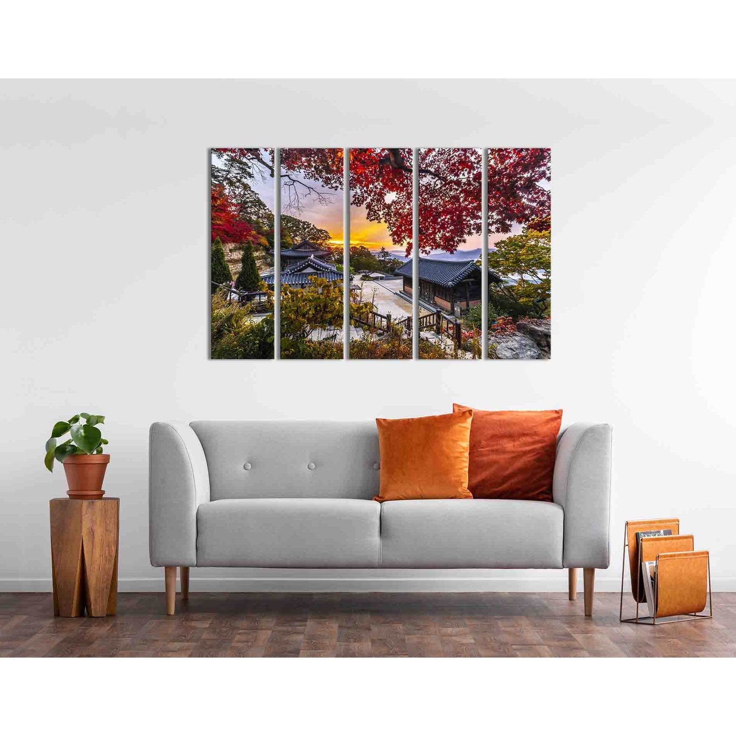 Hanok at sunset №D1234 Ready to Hang Canvas Print - Zellart Canvas Prints 0new, ALL_Products, Sunrise & sunset wall art