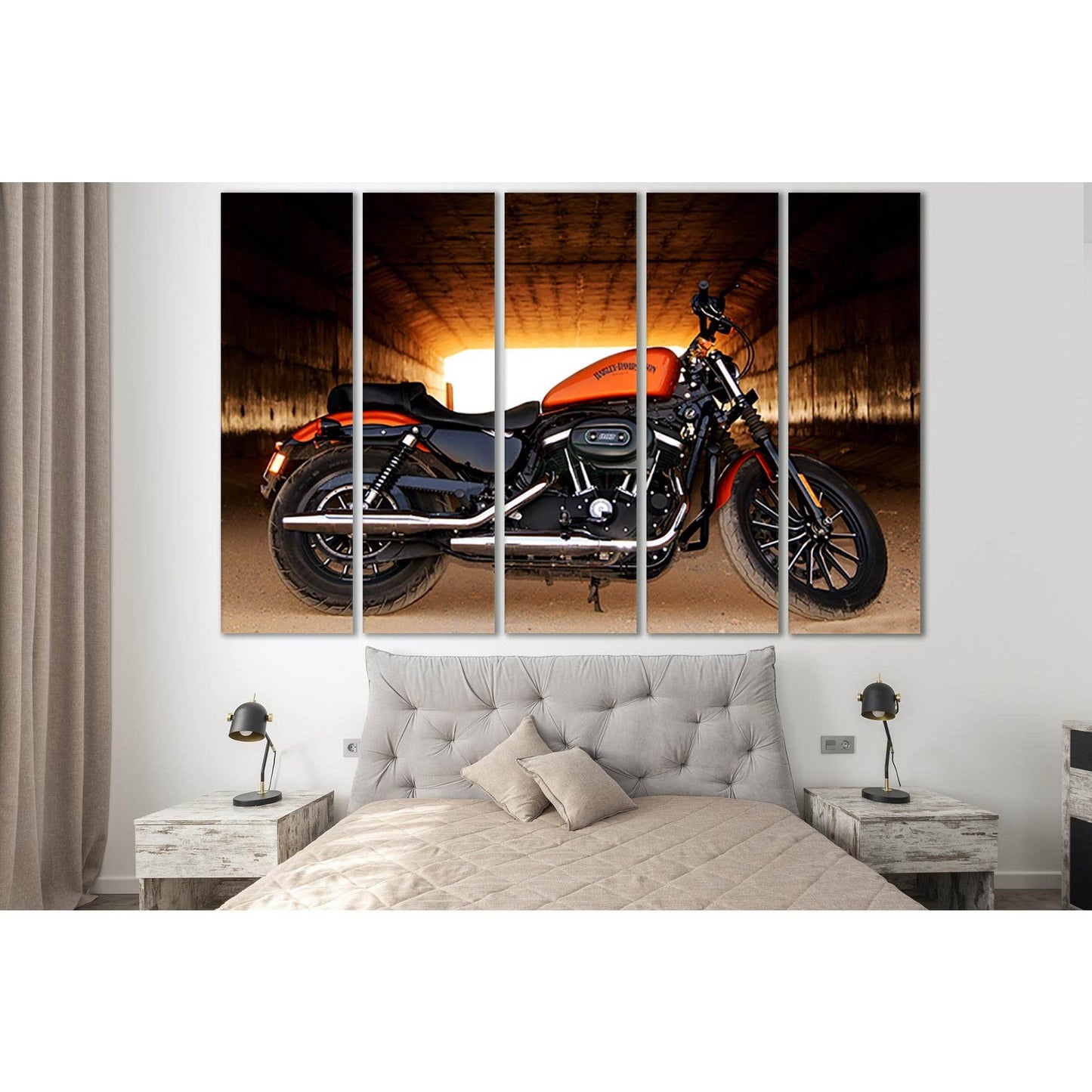 Harley Davidson Bike №SL772 Ready to Hang Canvas Print - Zellart Canvas Prints 0new, ALL_Products, Engine, Engines Wall Art
