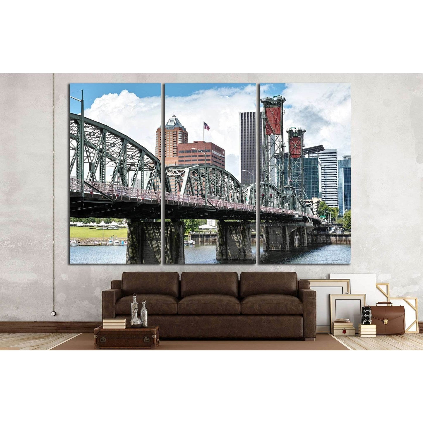 Hawthorn bridge, Portland, Oregon №796 Ready to Hang Canvas Print - Zellart Canvas Prints ALL_Products, s-796