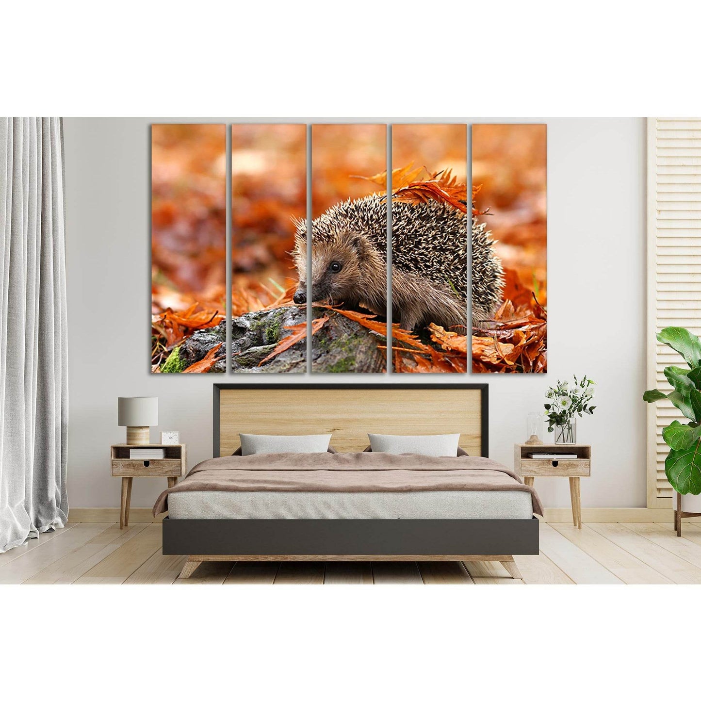Hedgehog In Autumn Leaves №SL626 Ready to Hang Canvas Print - Zellart Canvas Prints 0new, ALL_Products, Autumn Wall Art