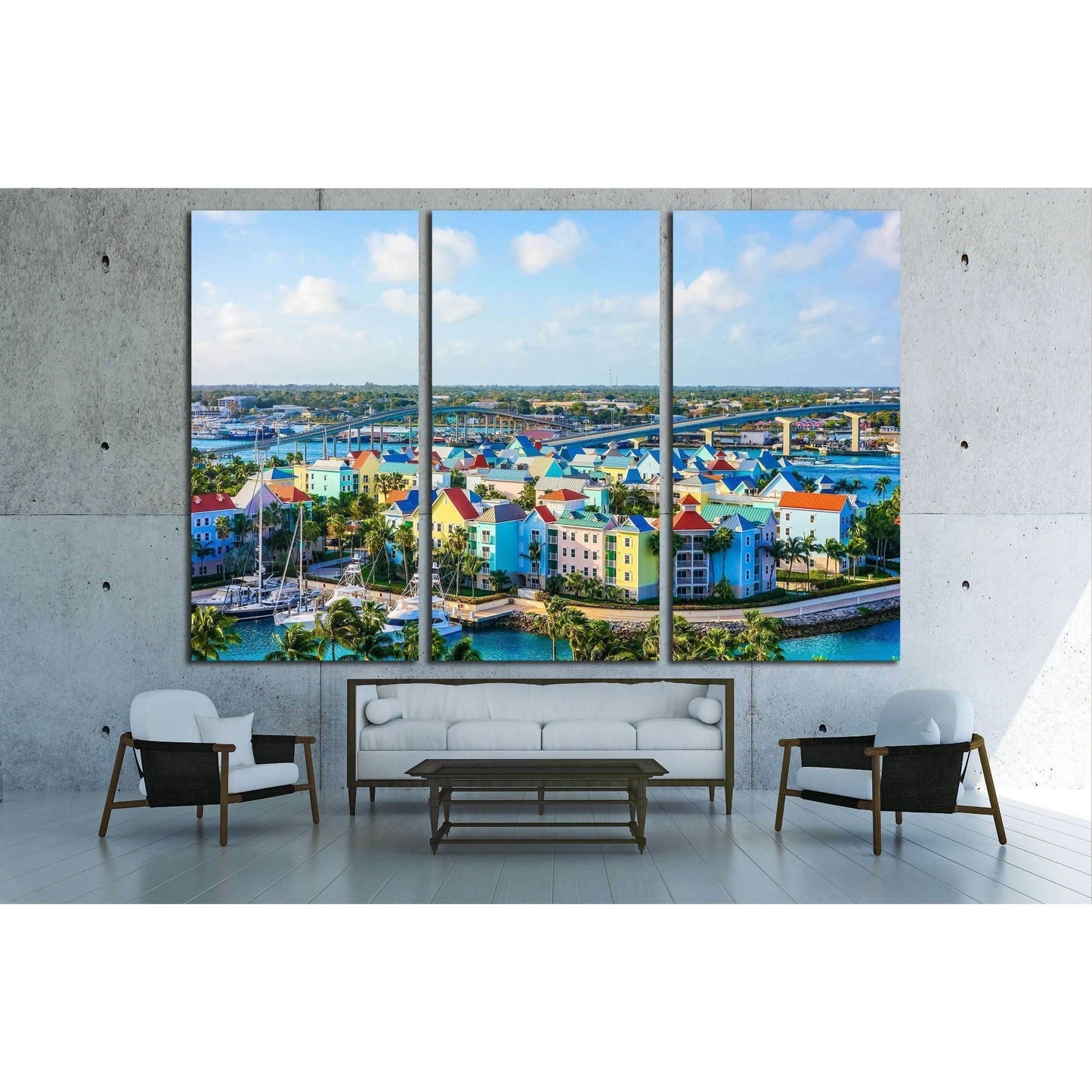 High dynamic range (HDR) Aerial view of the city of Nassau, USA №2325 Ready to Hang Canvas Print - Zellart Canvas Prints ALL_Products, s-2325