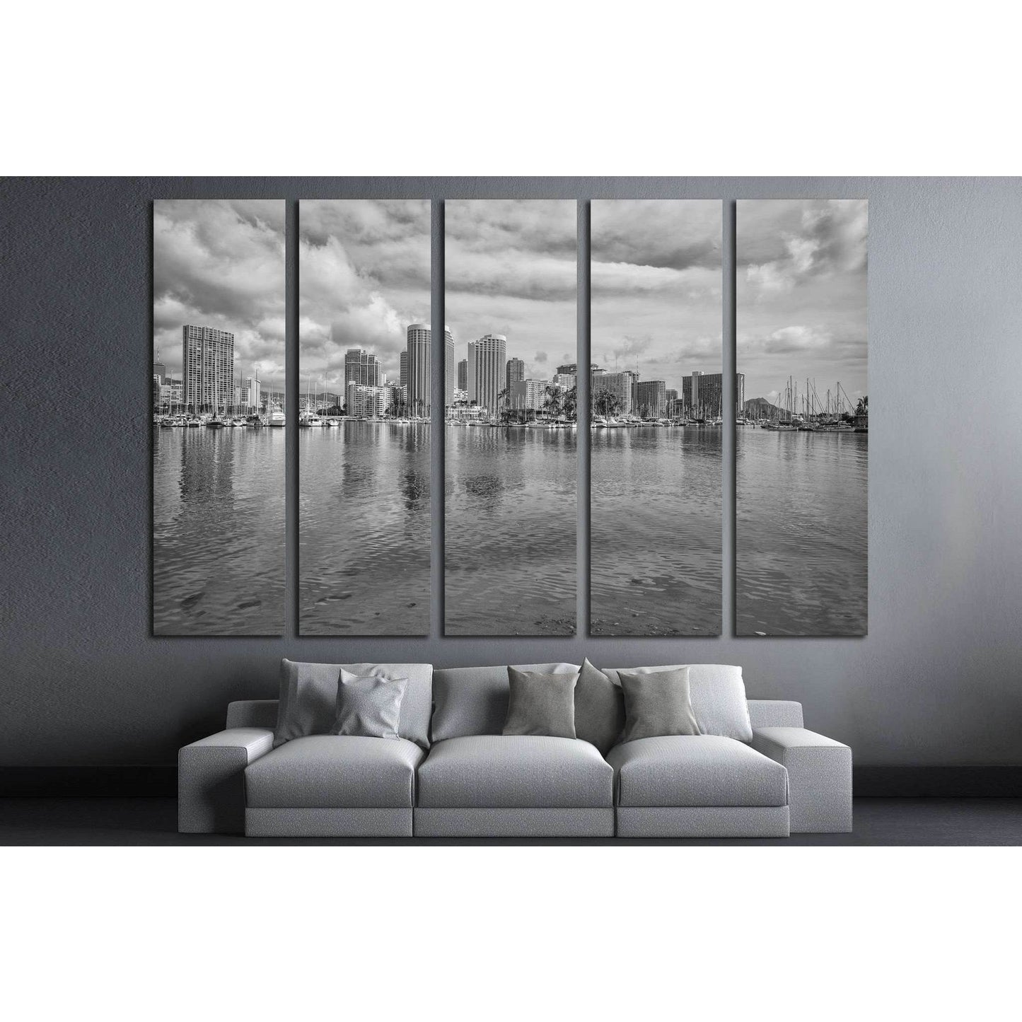 Honolulu, Hawaii, USA, Ala Wai Lagoon and Harbor №1771 Ready to Hang Canvas Print - Zellart Canvas Prints ALL_Products, s-1771