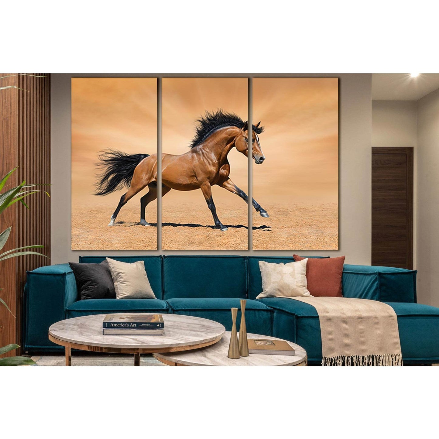 Horse Running On The Sand №SL1035 Ready to Hang Canvas Print - Zellart Canvas Prints 0new, ALL_Products, Animals & Wildlife, Horses