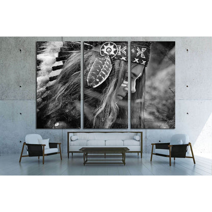 Indian woman hunter. Black and white portrait №2768 Ready to Hang Canvas PrintCanvas art arrives ready to hang, with hanging accessories included and no additional framing required. Every canvas print is hand-crafted, made on-demand at our workshop and ex