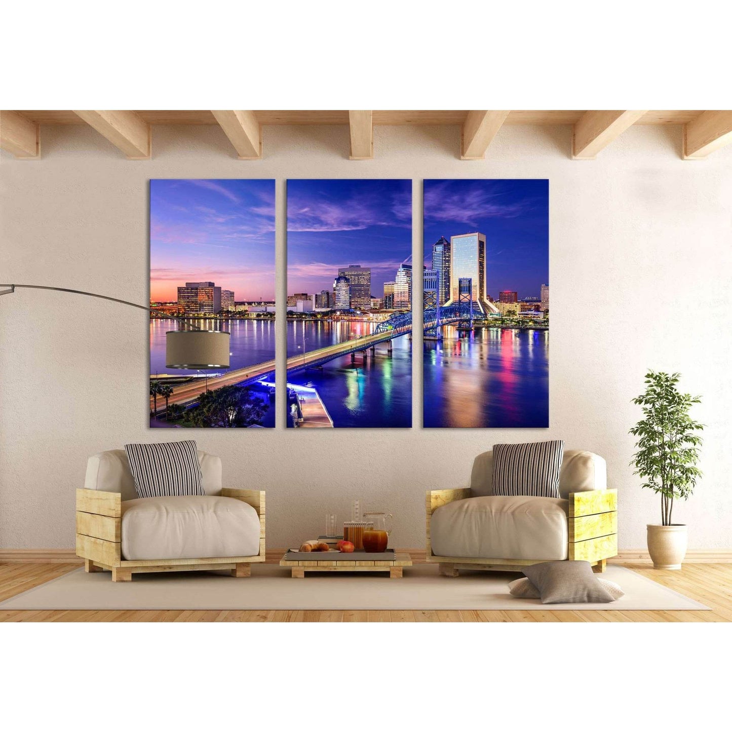 Jacksonville Skyline №621 Ready to Hang Canvas Print - Zellart Canvas Prints ALL_Products, autopostr_pinterest_65155, autopostr_pinterest_65157, autopostr_pinterest_65158, autopostr_pinterest_65160