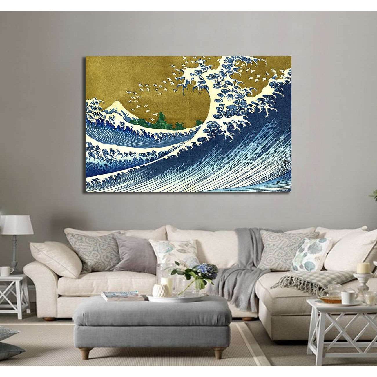 Katsushika Hokusai, A colored version of the big wave - Ready to Hang Canvas Print - Zellart Canvas Prints 000Negative, 6199, ALL_Products