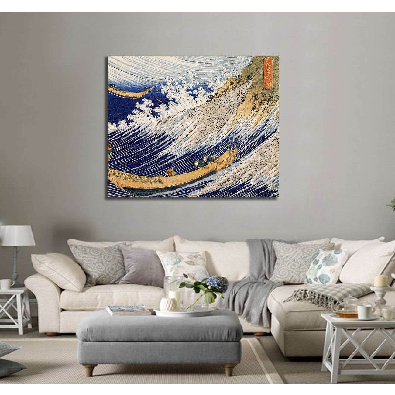 Katsushika Hokusai, Hokusai ocean waves - Canvas print - Zellart Canvas Prints 000Negative, 6202, ALL_Products