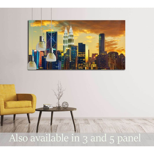 Kuala Lumpur City skyline with urban skyscrapers at sunset №2949 Ready to Hang Canvas PrintCanvas art arrives ready to hang, with hanging accessories included and no additional framing required. Every canvas print is hand-crafted, made on-demand at our wo