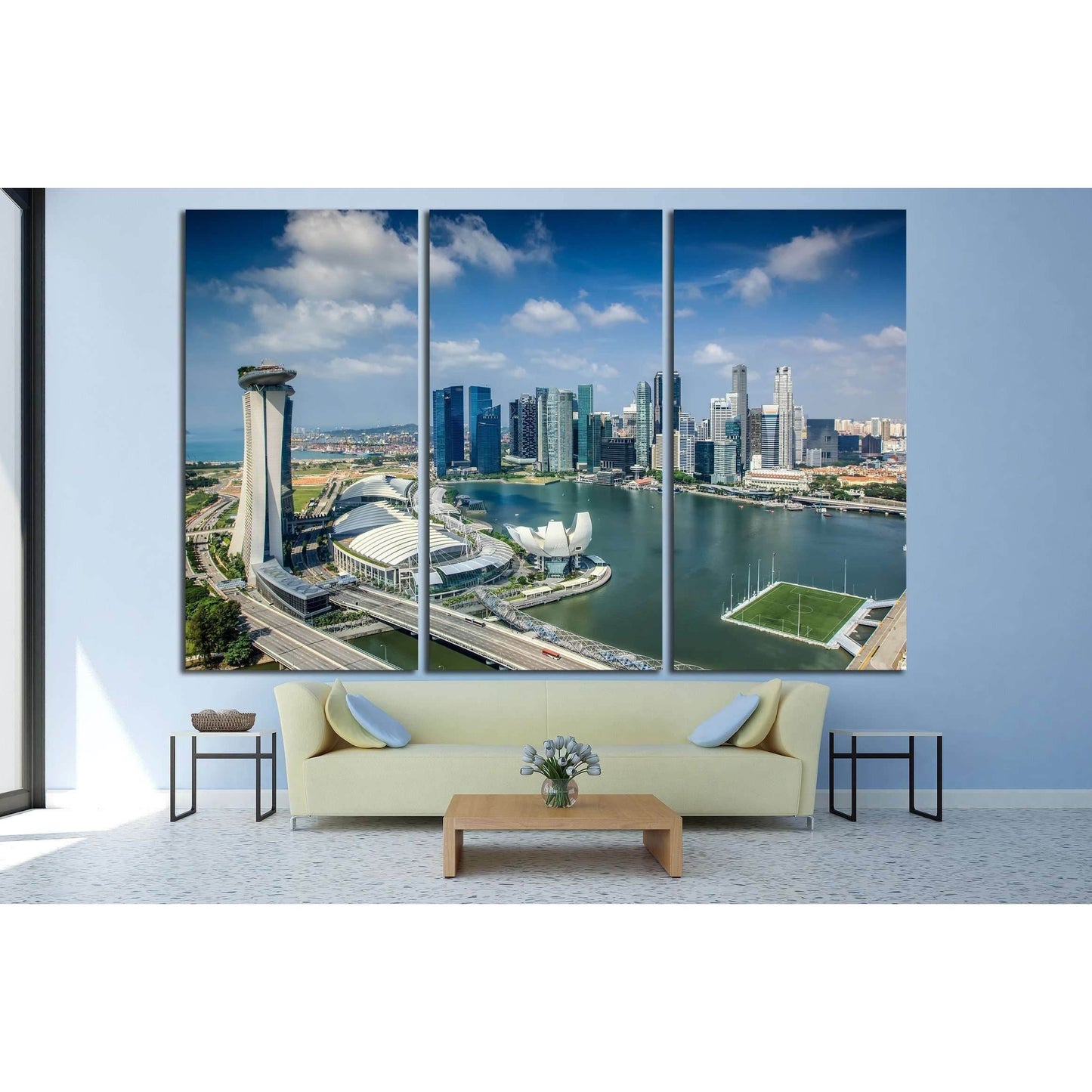 Landscape of Singapore city in day morning time. №2166 Ready to Hang Canvas Print - Zellart Canvas Prints ALL_Products, s-2166