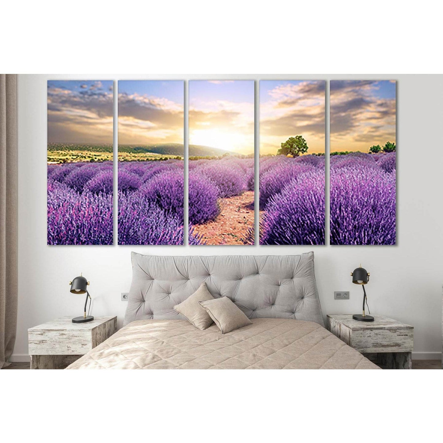 Lavender Field At Sunset №SL669 Ready to Hang Canvas Print - Zellart Canvas Prints 0new, ALL_Products, Floral & Botanical Wall Art