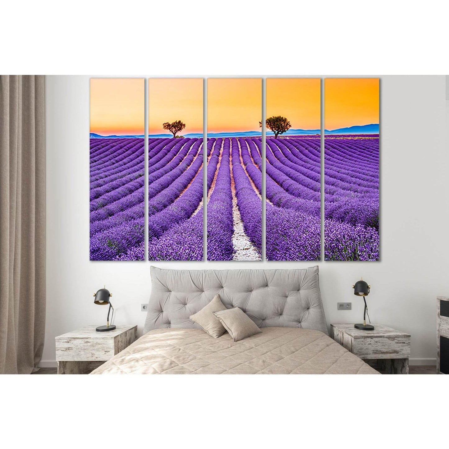 Lavender Field Summer Sunset №SL714 Ready to Hang Canvas Print - Zellart Canvas Prints 0new, ALL_Products, Floral & Botanical Wall Art
